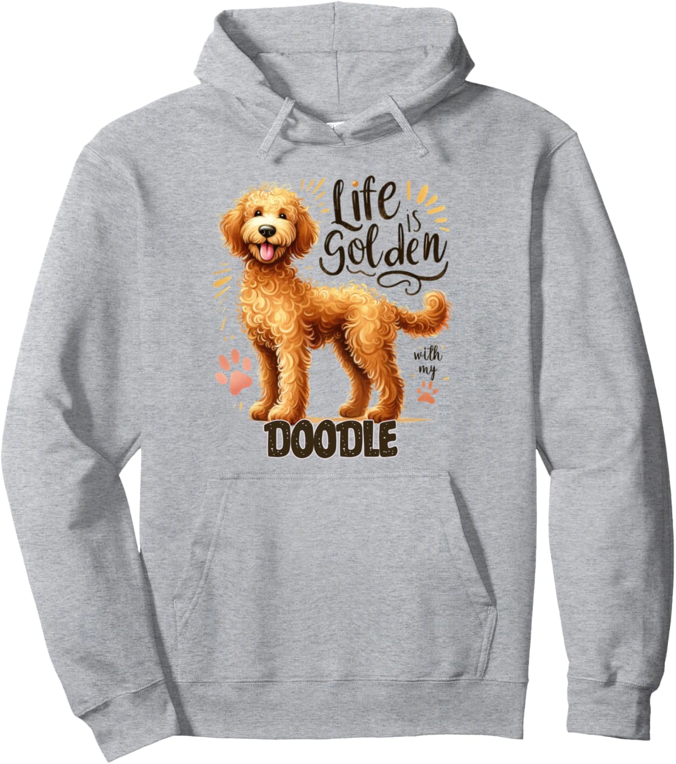 

Худи с отпечатком лапы щенка голдендудла Goldendoodle Dog Tees Nyc, серый