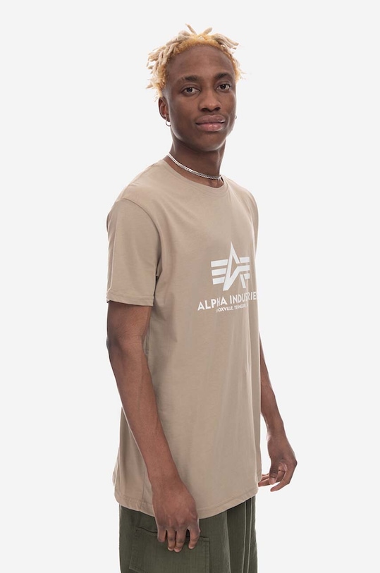 

Базовый хлопковый футболка Basic T-Shirt Alpha Industries, бежевый