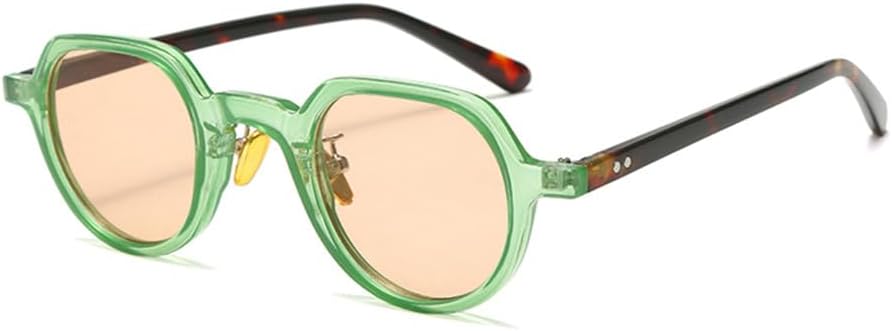 

Солнцезащитные очки в маленькой оправе в винтажном стиле для женщин, защита от УФ-излучения UV400, круглые солнцезащитные очки для мужчин, аксессуары VFDHN, Green With Orange