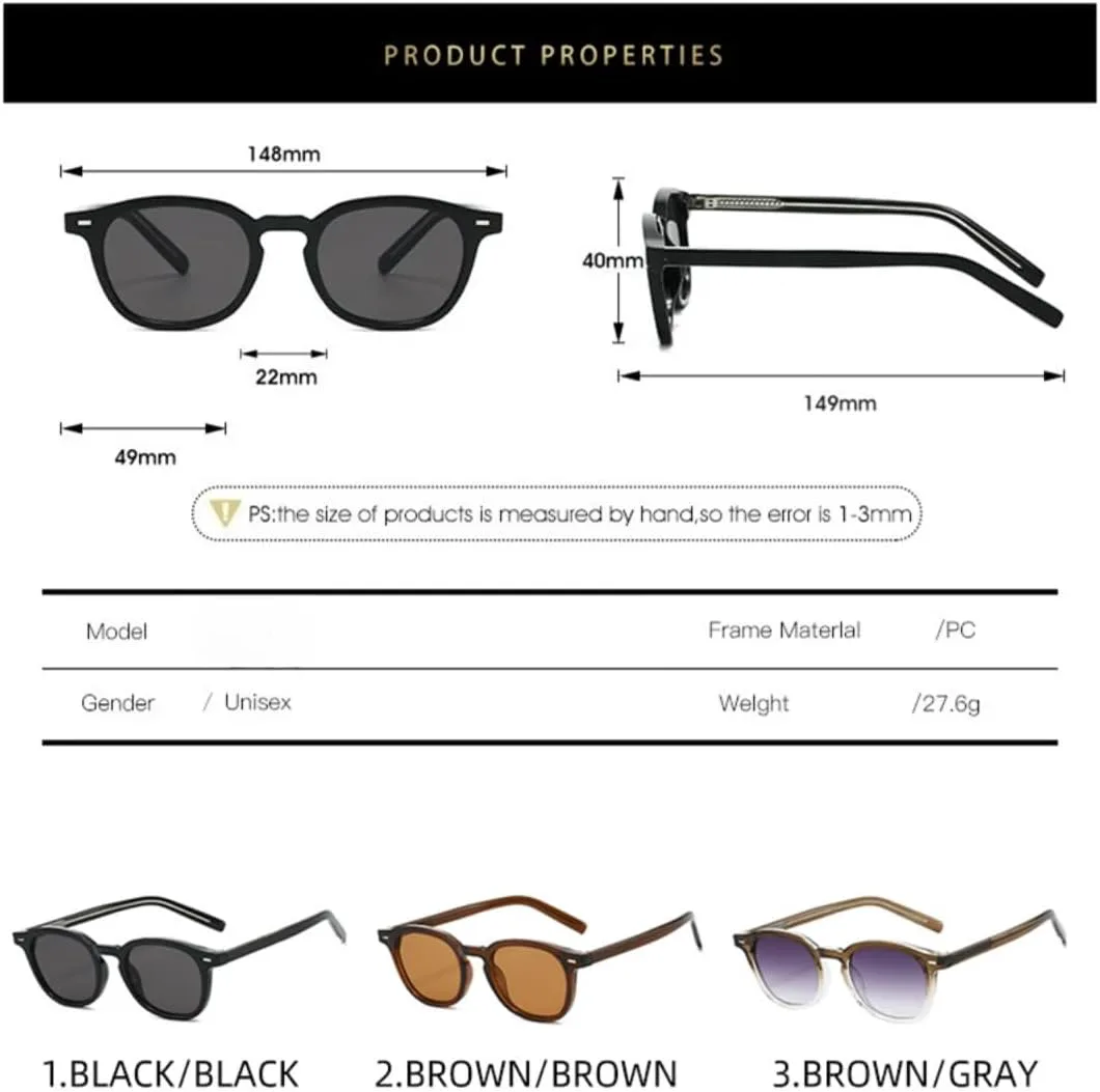 

Винтажные круглые солнцезащитные очки для женщин, роскошные овальные модные солнцезащитные очки для мужчин с защитой от УФ-излучения UV400 TVTBBVV, Black Black