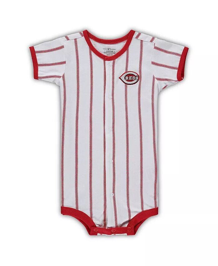 

Белый комбинезон в полоску для мальчиков и девочек Cincinnati Reds Power Hitter Outerstuff