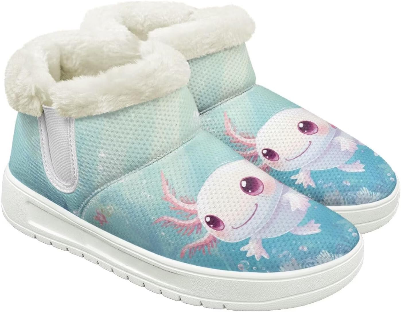 

Зимние сапоги для женщин и мужчин, теплые ботинки с утеплением, флисовая подкладка, удобная резиновая подошва, модный подарок Cugasmaru, Axolotl Cute Style