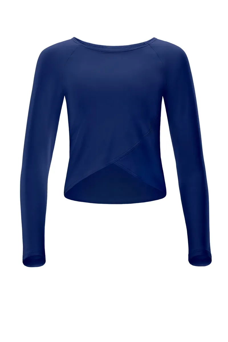 

Рубашка Winshape с длинными рукавами "Cropped Functional Light and Soft", внахлест, синий