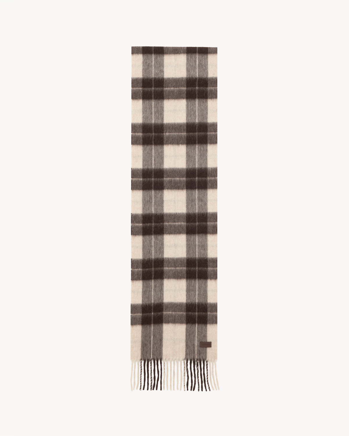 

Тартановый шарф из шерсти ламы и овечьей шерсти Saint Laurent, белый