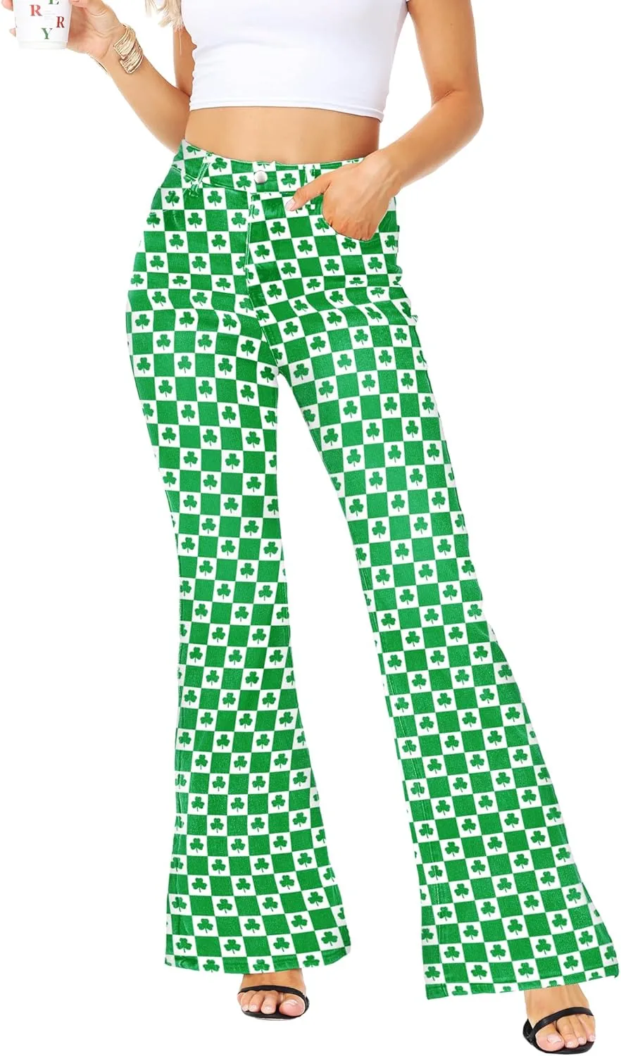 

Женские джинсы клеш St Patricks Day Shamrock Magrank