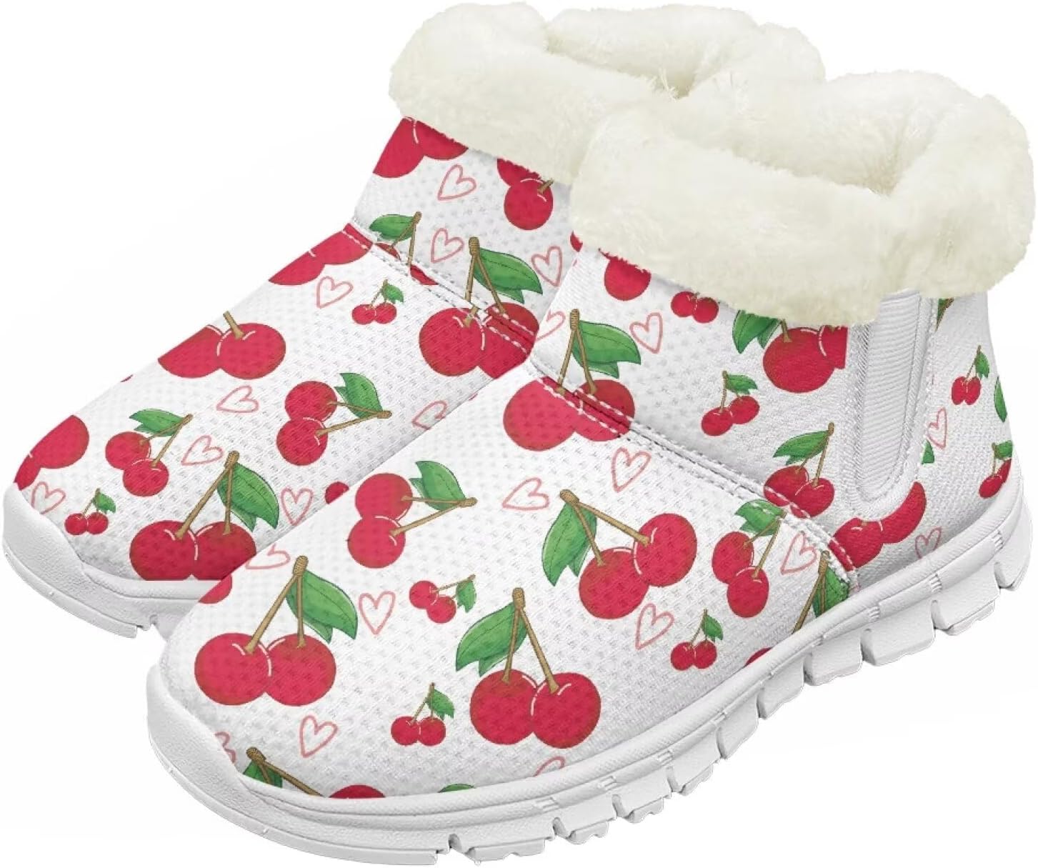 

Pzuqiu Детские зимние сапоги с теплым мехом, милый принт для мальчиков и девочек, малышей/детей/старших детей для прогулок на улице, белая подошва