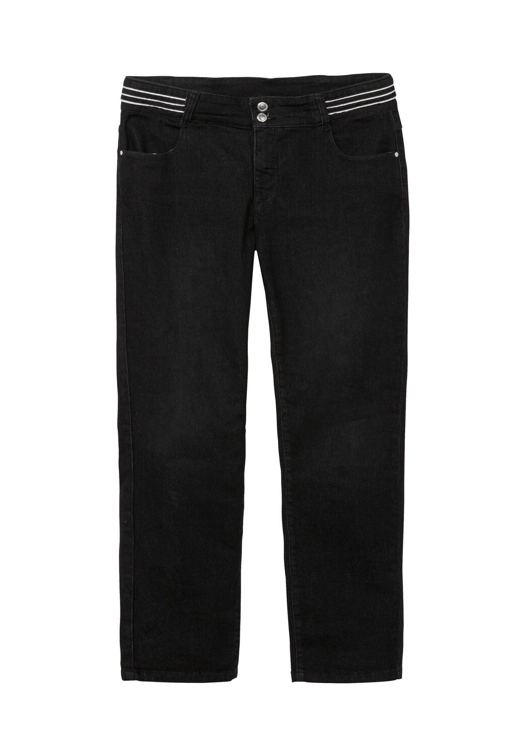 

Узкие джинсы с блестящей декоративной лентой на поясе Sheego, цвет Black Denim