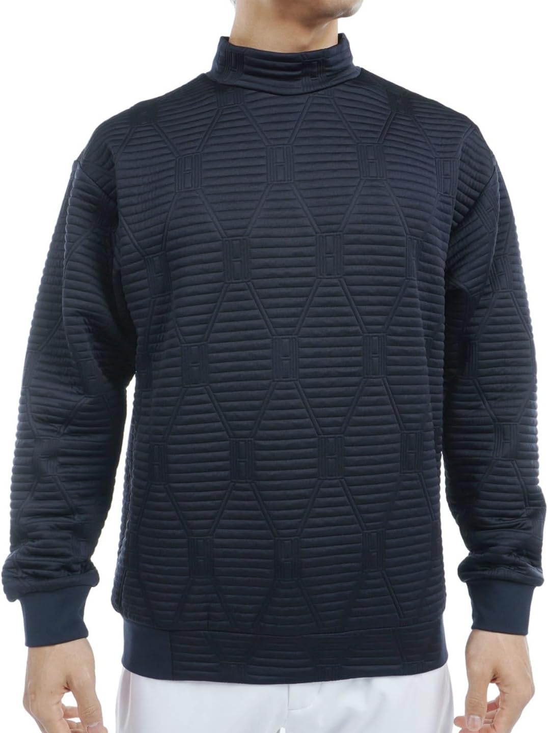 

Мужская классическая стеганая толстовка с высоким воротником и жаккардовым узором Tommy Hilfiger Golf, темно-синий