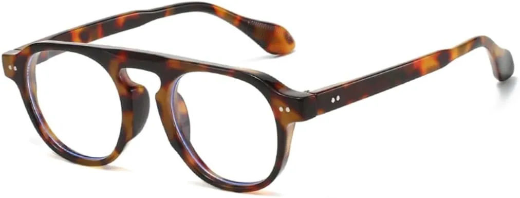 

Солнцезащитные очки в стиле ретро с заклепками для женщин, защита от УФ-излучения UV400, модные очки для мужчин, прозрачная оправа HHZZYVY, Leopard Clear