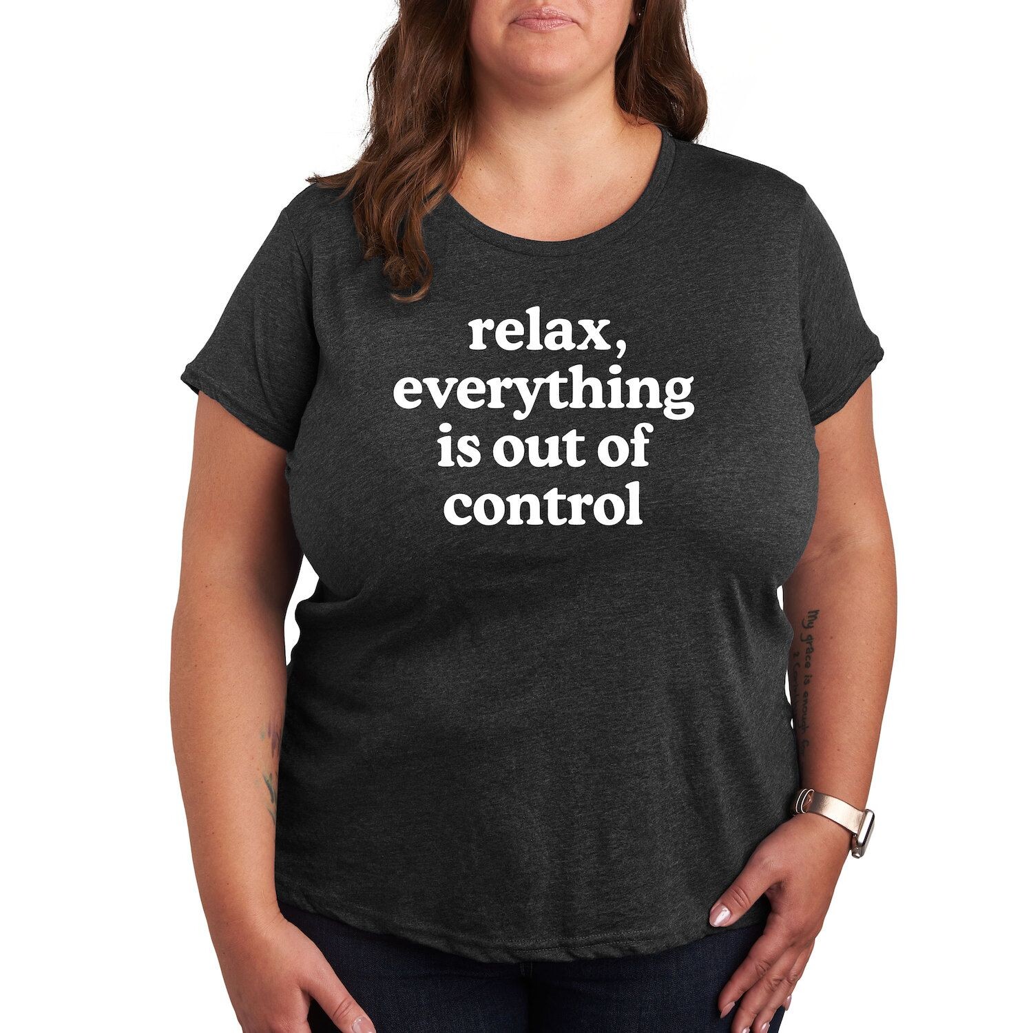 

Футболка Missy Plus Size с графическим рисунком Relax Out Of Control Licensed Character, серый