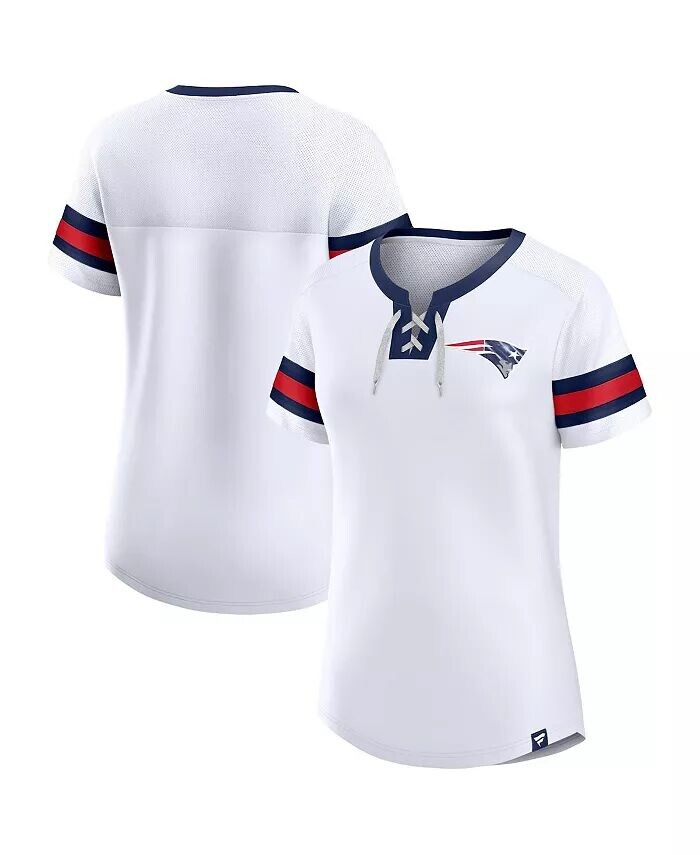 

Женская белая футболка New England Patriots Sunday Best на шнуровке Fanatics
