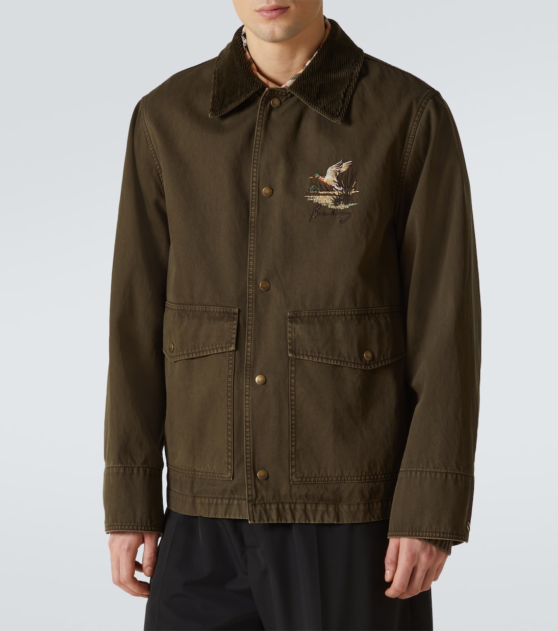 Полевая куртка Burberry из хлопчатобумажной саржи с отделкой из вельвета, Juniper — фото 3
