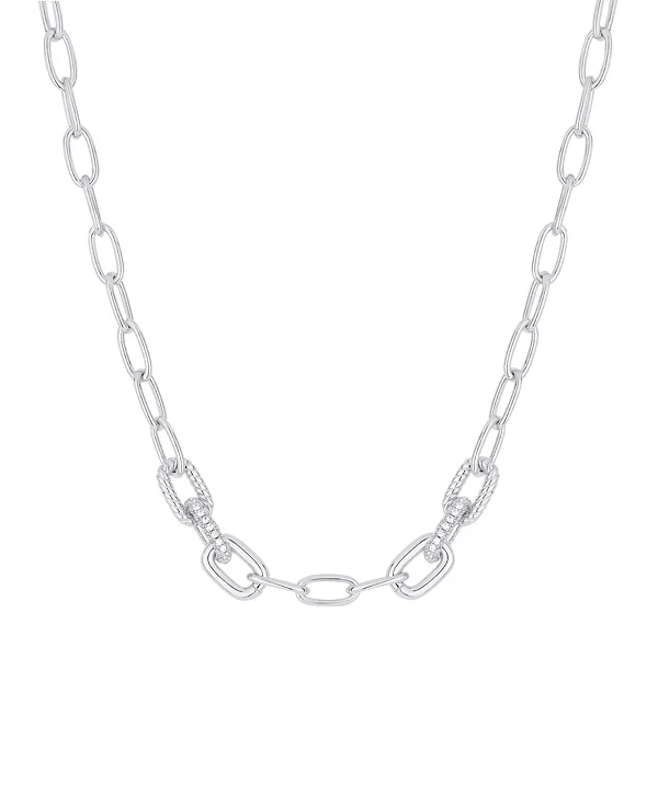 

Ожерелье из звеньев цепи с кубическим цирконием And Now This, silver