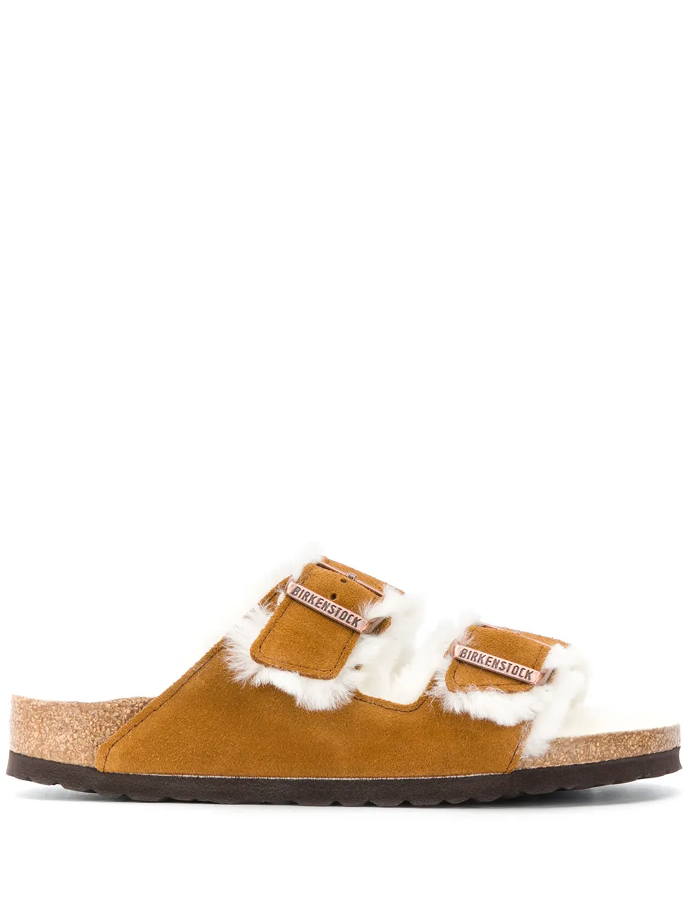 Сандалии с подкладкой из овчины BIRKENSTOCK, коричневый