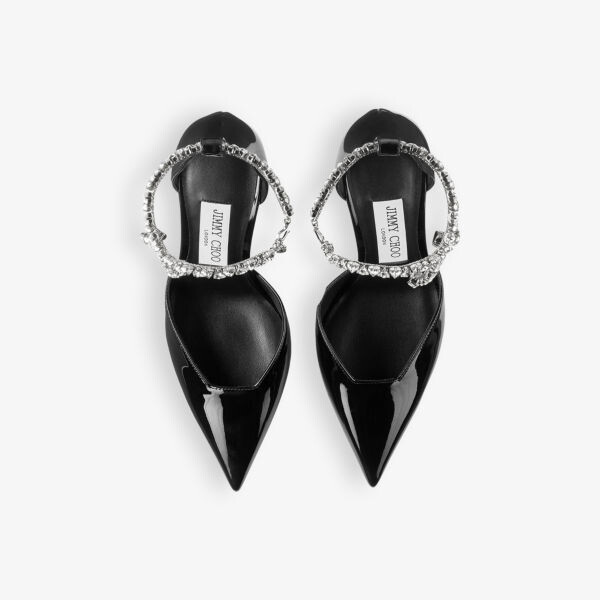 Туфли-Лодочки Stevie 100 из лакированной кожи на каблуке, украшенные кристаллами Jimmy Choo, черный — фото 2