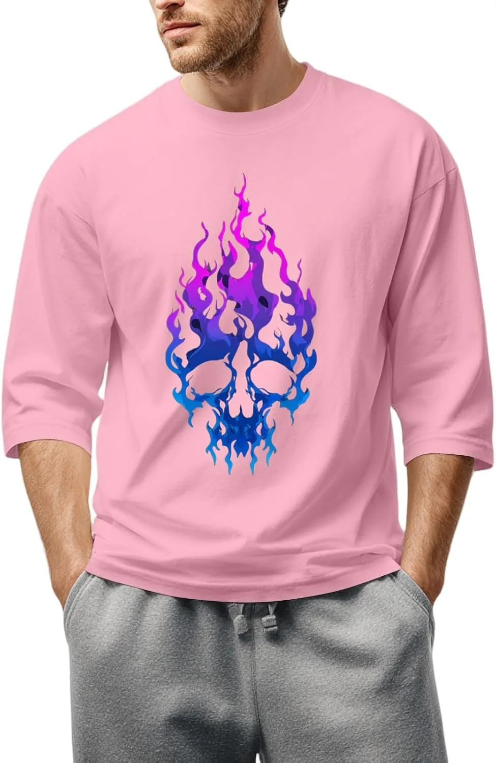 

Футболка для мужчин с принтом, 3/4 рукава FQZWONG