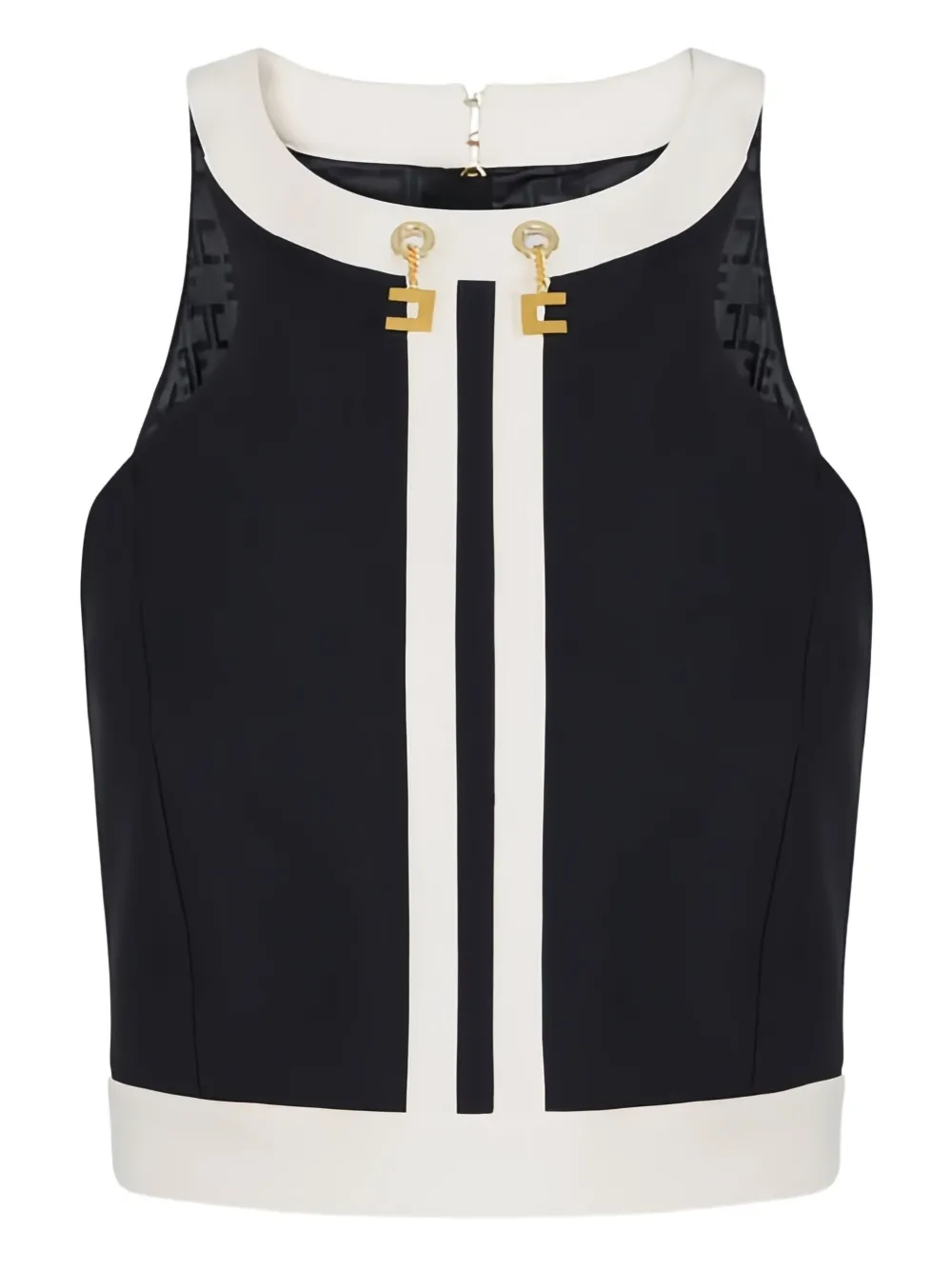 

Топ с цветными блоками и цепочкой с логотипом Elisabetta Franchi, черный