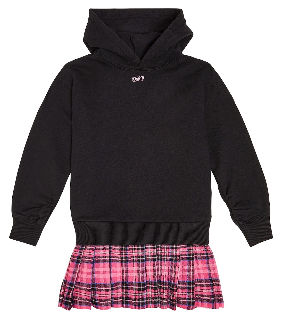 

Плиссированное платье в клетку из хлопка Off-White Kids, мультиколор