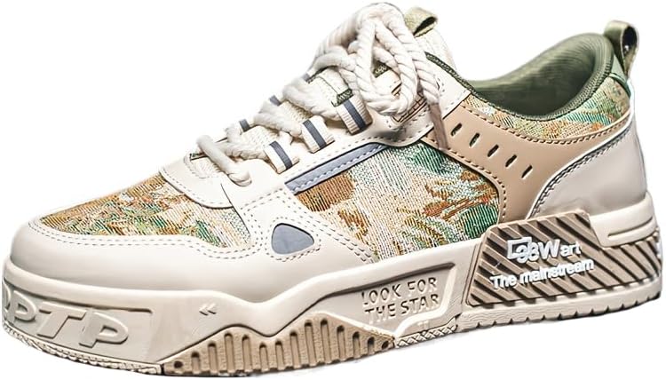 

Мужские кроссовки с буквенным принтом, модные скейтбордические туфли, повседневные кроссовки, уличная обувь для мужчин Fmshi, зеленый