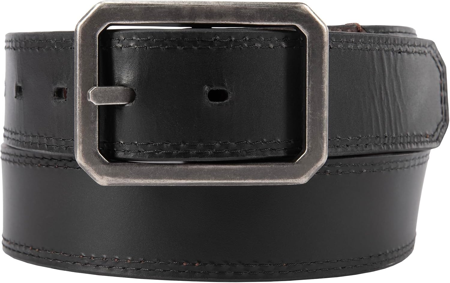 

Ремень Carhartt мужской, кожаный, реверсивный, с пряжкой Center Bar, фурнитура Antique Nickle, Brown/Black