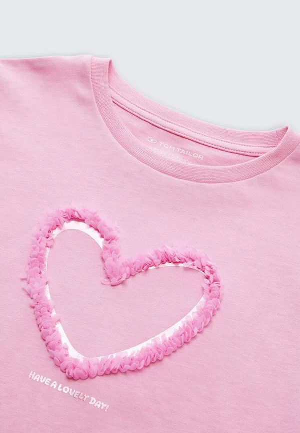 Футболка с принтом mit detail Tom Tailor, Lovely Pink — фото 3