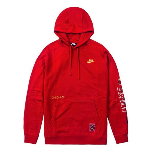 

Толстовка Nike Sportswear Club Printing Long Sleeves Pullover Drawstring Red, красный