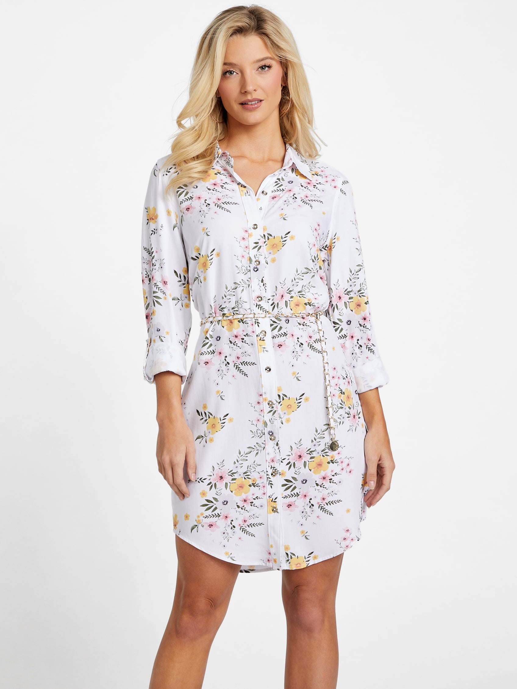 

Платье-рубашка с принтом Misti Guess Factory, цвет pure white multi