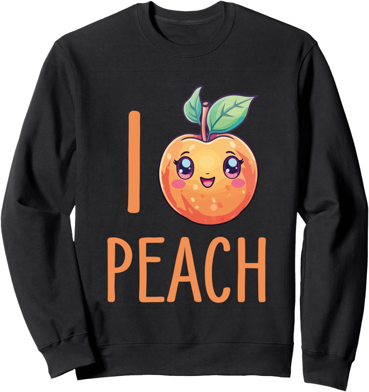 

Милый дизайн с персиками и едой - Толстовка Я люблю персики Peach Kawaii Food Design, черный