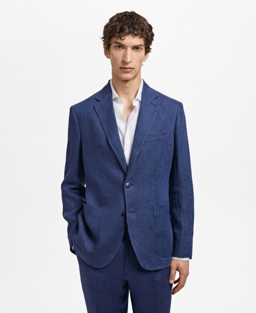 

Мужской приталенный пиджак из льна Salerno MANGO, Indigo Blue