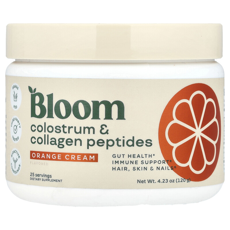 

Bloom, Молозиво и пептиды коллагена, апельсиновый крем, 120 г (4,23 унции)