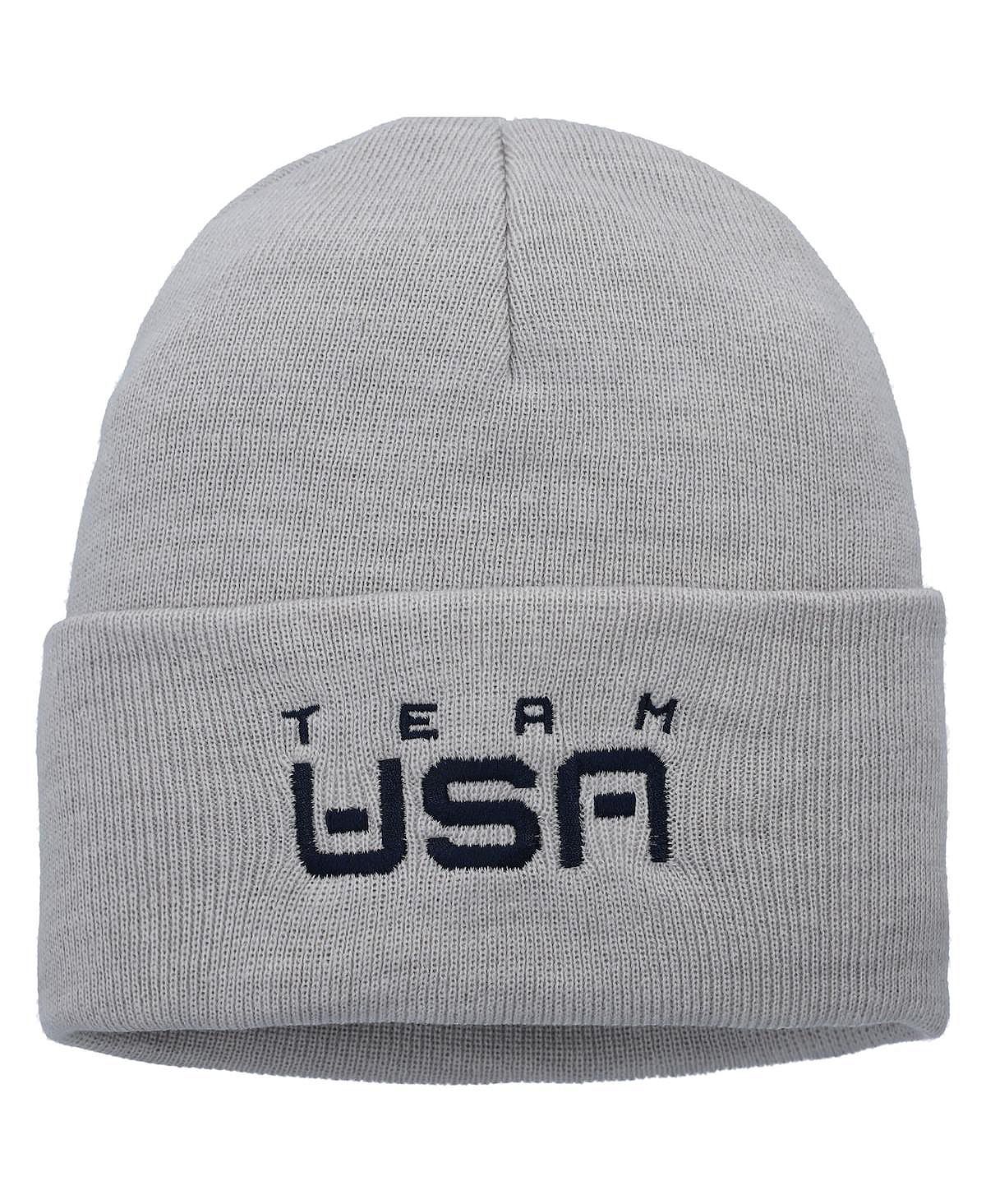 

Мужская вязаная шапка с манжетами цвета Heather Grey Team USA Nike