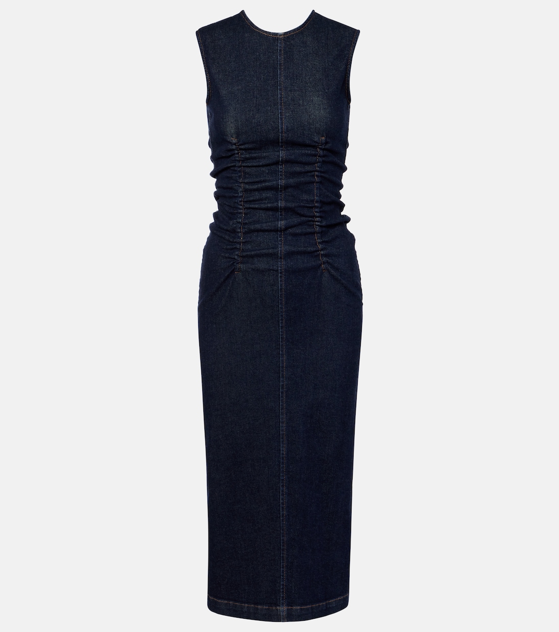 

Платье миди из джинсовой ткани с рюшами Voto Sportmax, Scuro Pulito
