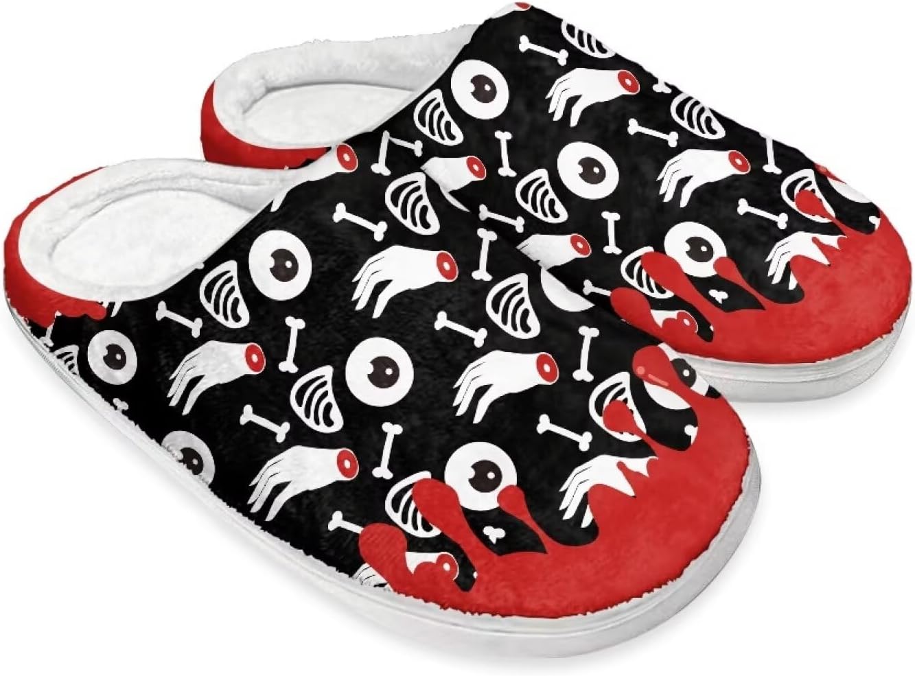 

Хлопковые тапочки на Хэллоуин и Рождество для женщин и мужчин, мягкие, теплые, нескользящие, домашние тапочки, дорожные тапочки Buxolandt, Halloween Skull Eyes Print