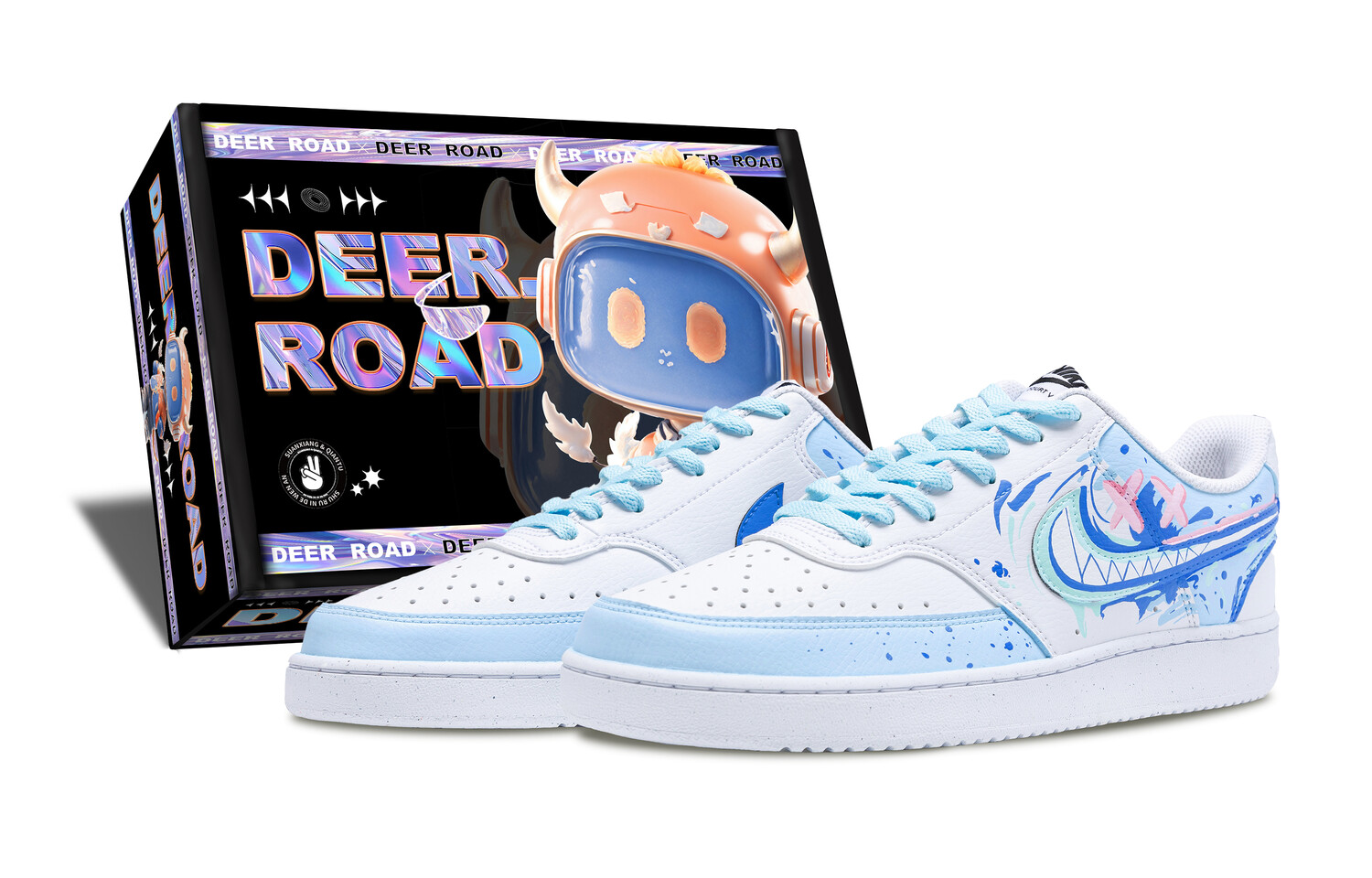 

Кроссовки Nike Court Vision 1 Skateboarding Shoes Men Low-top White/blue, синий/белый
