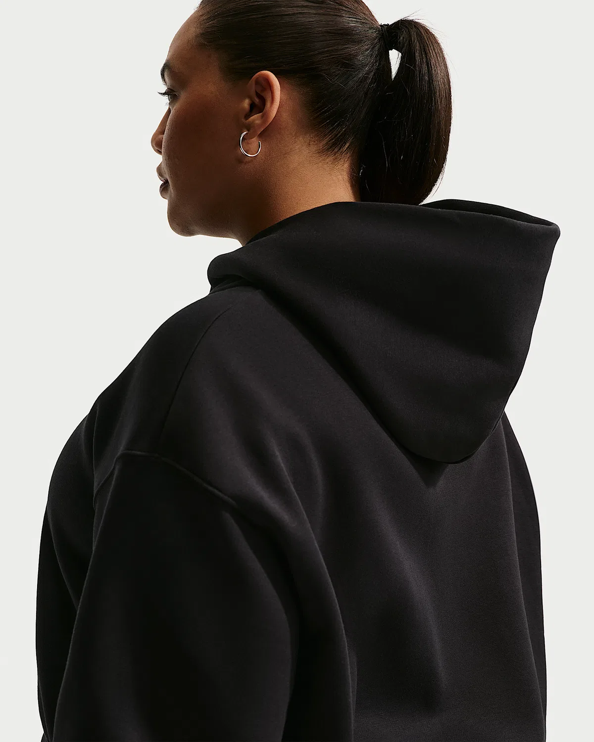 Женская оверсайз-худи с вырезом "Хенли" (плюс сайз) Nike Sportswear Phoenix Fleece, Black/Sail — фото 2