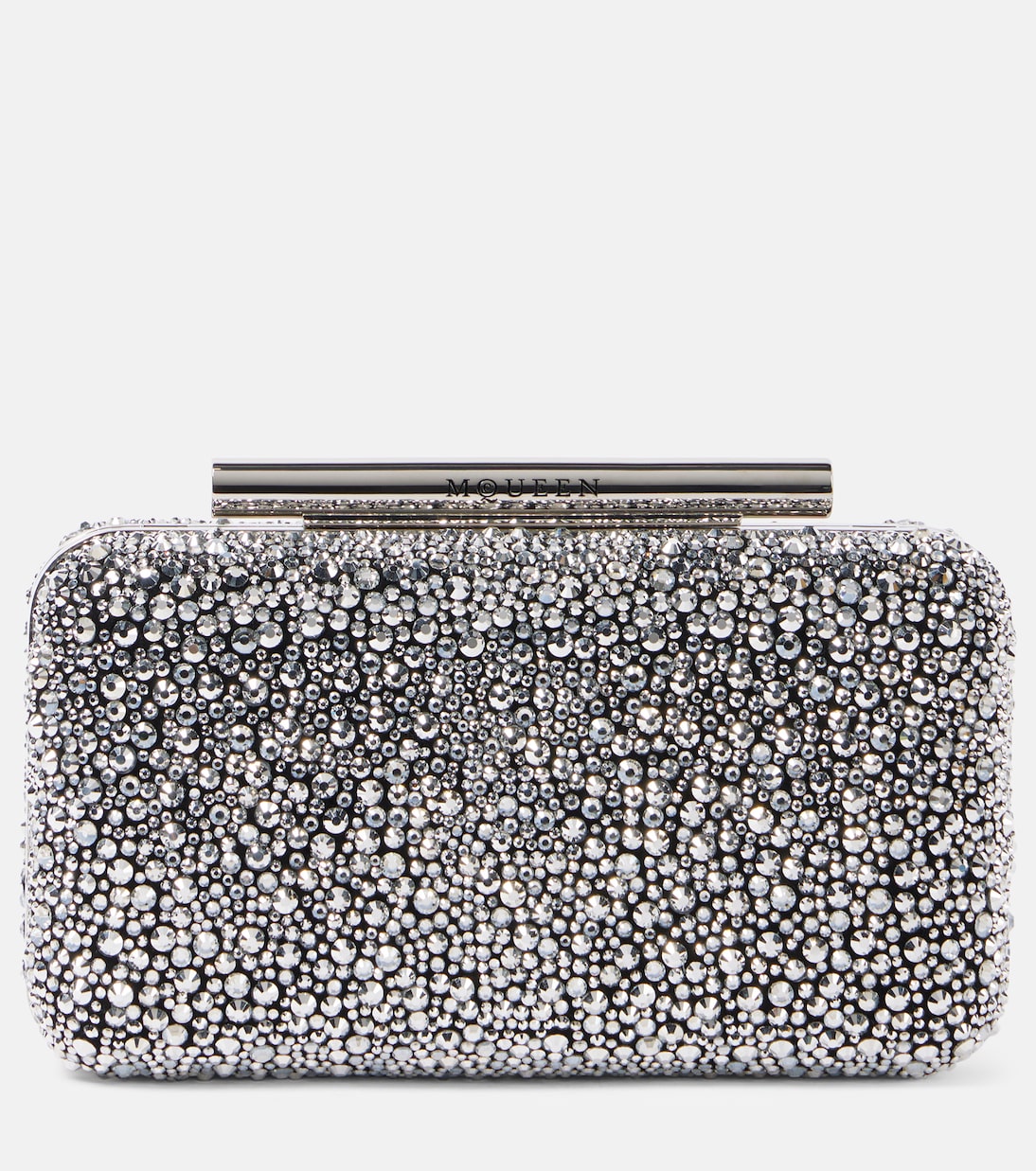 

Клатч с кристаллами на Т-образной рамке McQueen, Black/ Silver