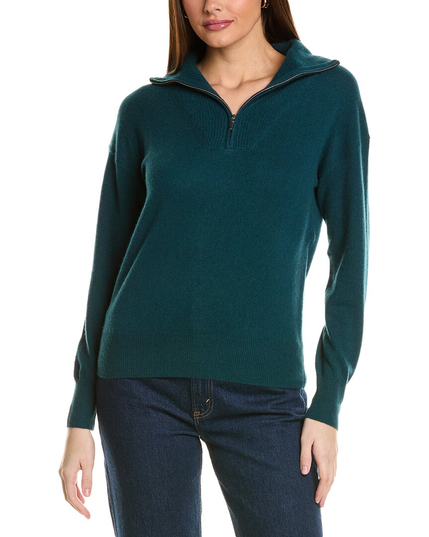

Amicale Кашемировый пуловер с отделкой в ​​рубчик и застежкой-молнией 1/4 Amicale Cashmere, зеленый