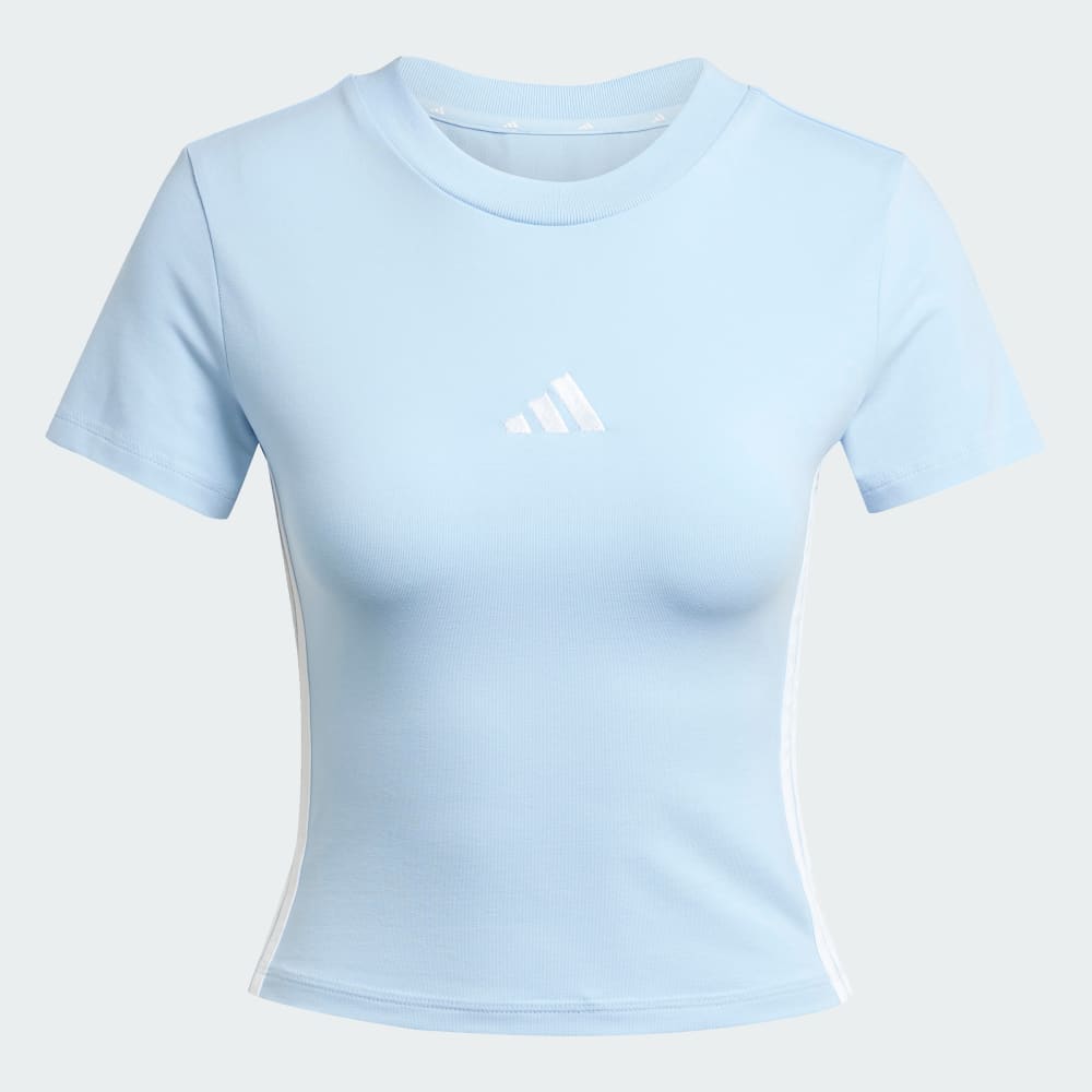 

Футболка Adidas Essentials 3-Stripes Slim Baby Tee, голубой/белый