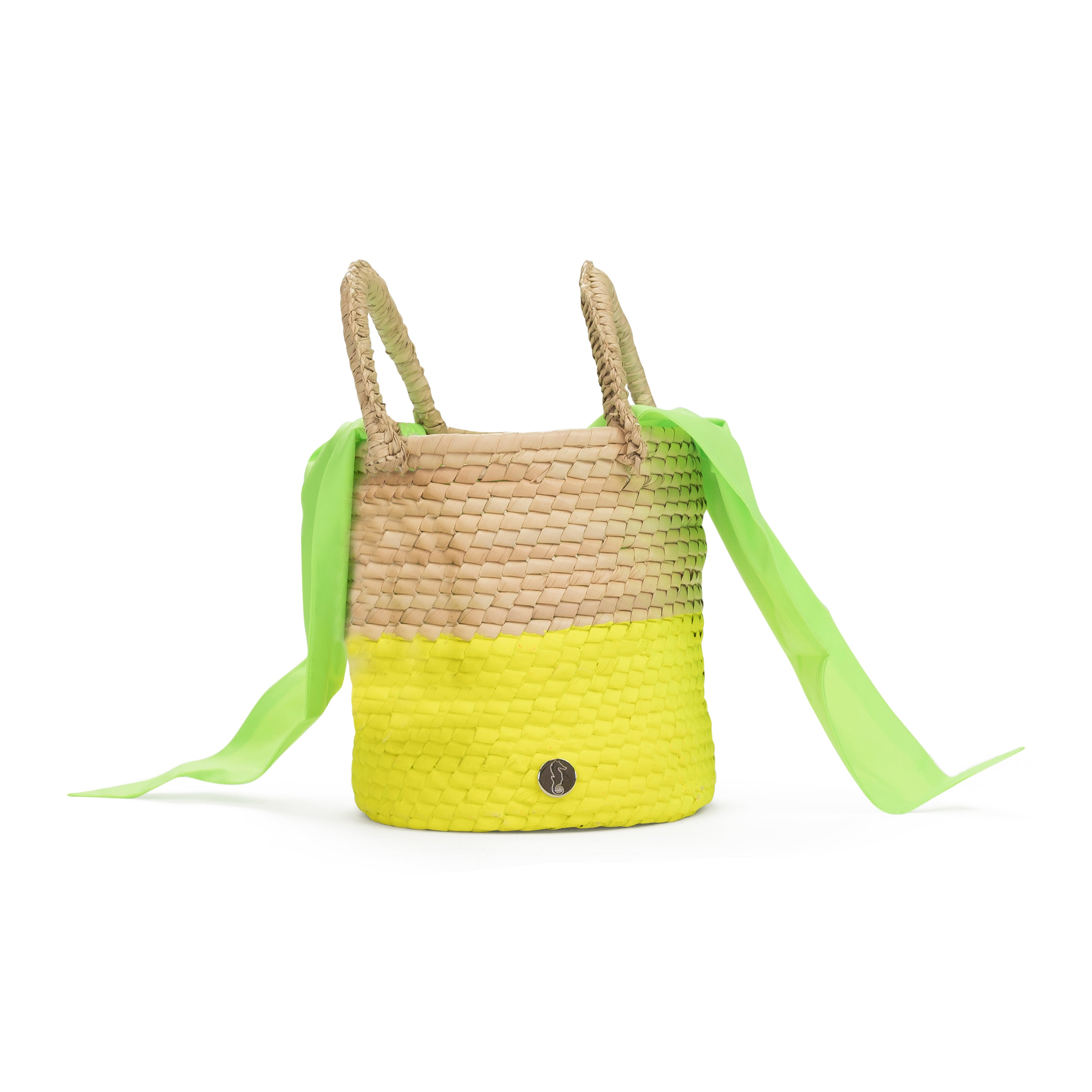 

ЭКСКЛЮЗИВНАЯ ЖЕЛТАЯ СУМКА-ВЕДРО С НЕОНОВЫМ ОТТЕНКОМ НА ПЛЕЧО AGUA D'MAR