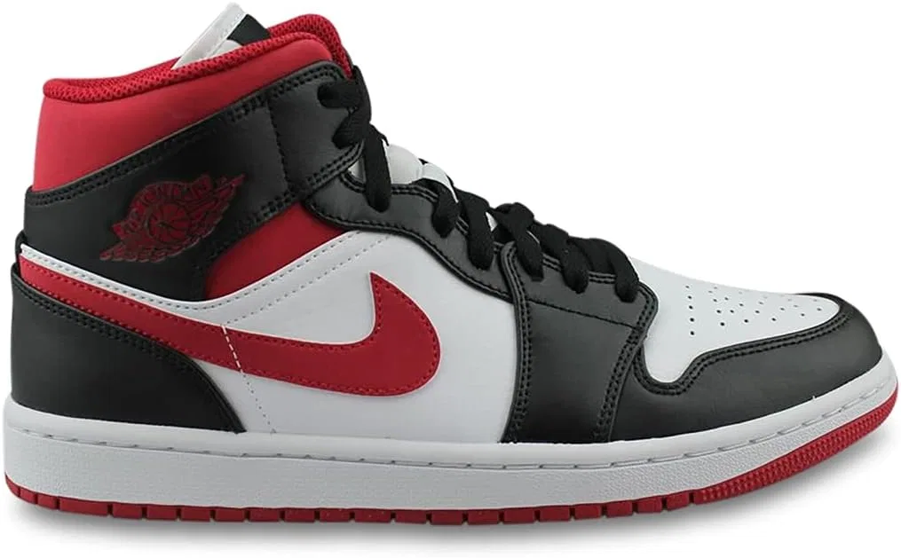 Кроссовки Air Jordan 1 Mid, Nike, цвет White White Gym Red Black — фото 2