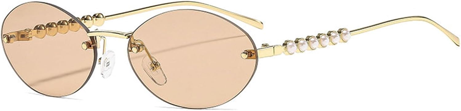 

Солнцезащитные очки Willochra Retro Small Oval для женщин, жемчужная оправа без оправы, металлическая рама, черные солнцезащитные очки с защитой от УФ-излучения UV400, C5