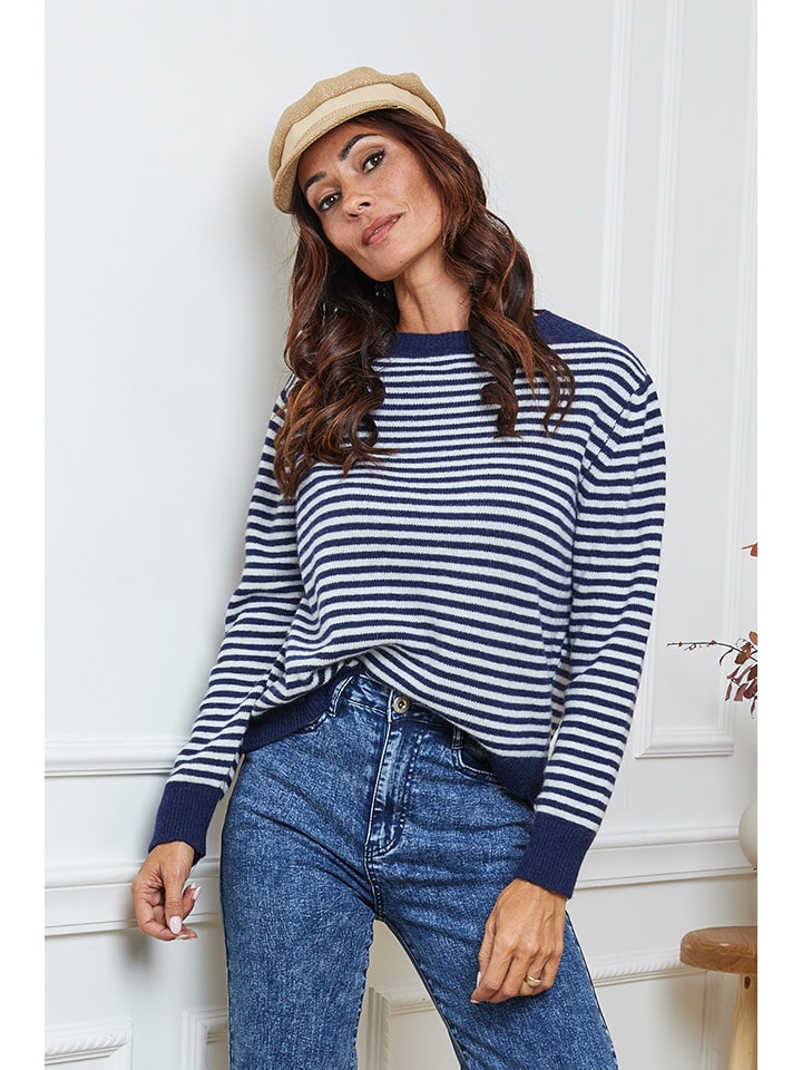 

So Cachemire Свитер "Dweg" темно-синего/белого цвета