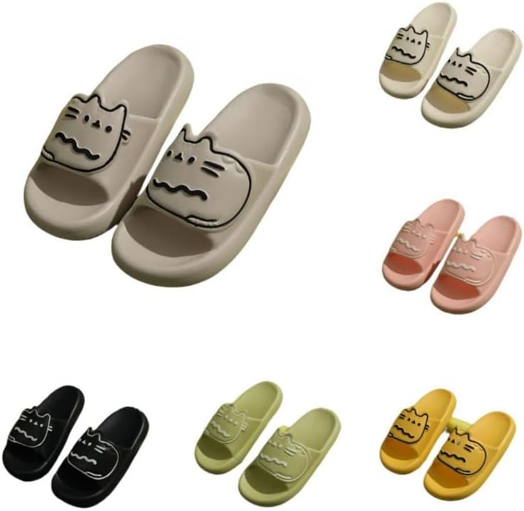 

Милые тапочки ALBIVA с котиком для женщин, легкие, антискользящие, на каблуке, для дома, улицы и ванной, кавайные подарки для женщин и мужчин, серый