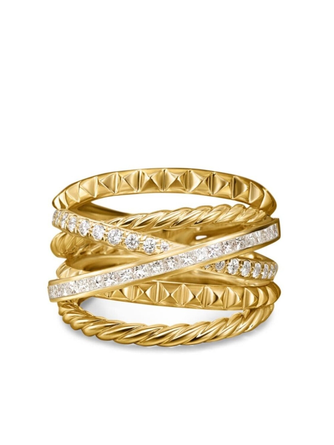 

Кольцо Crossover Trio Six Row из 18-каратного желтого золота с бриллиантами David Yurman, золотой