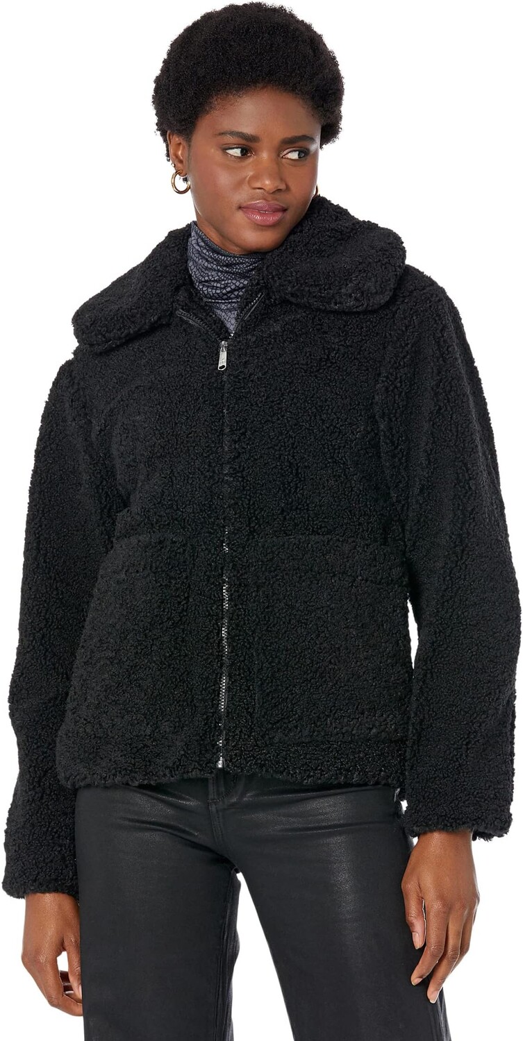 

Пальто Sam Edelman Short Front Zip Teddy Coat with Patch Pockets, черный
