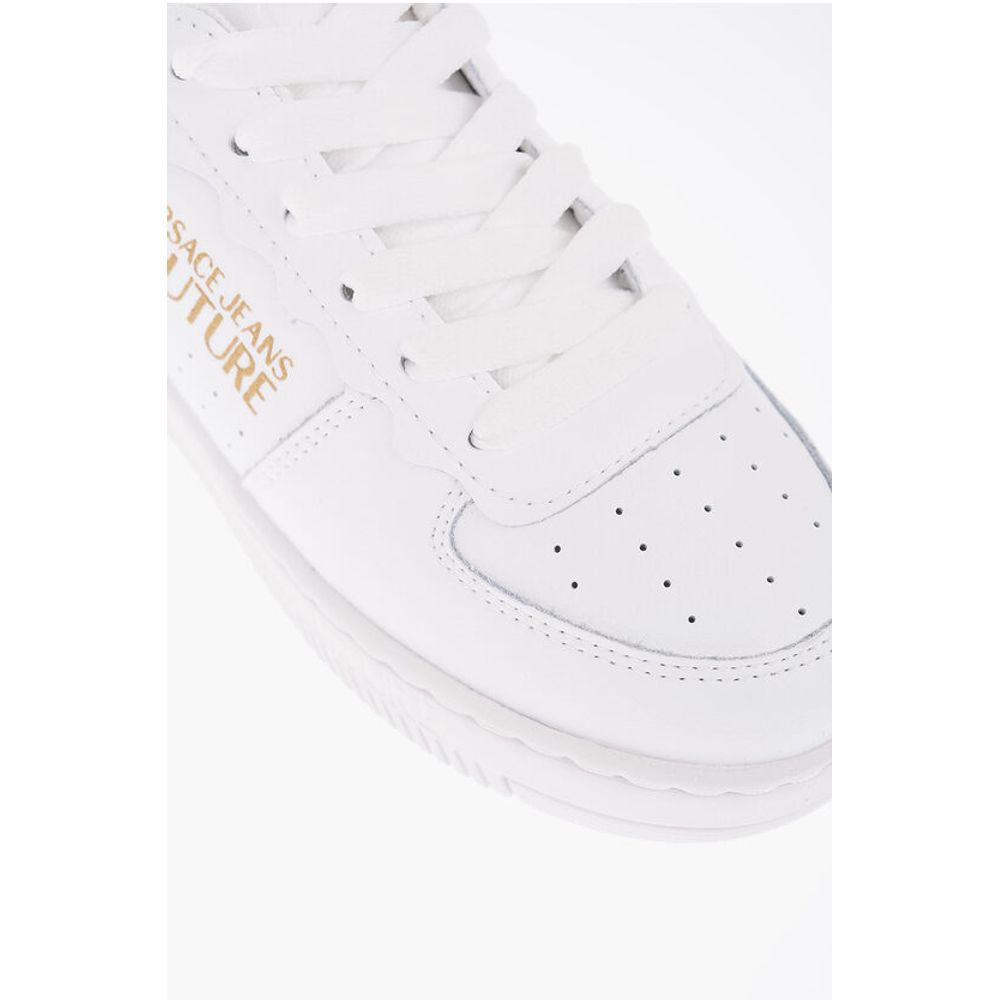 Кроссовки JEANS COUTURE из кожи MEYSSA с низким верхом и блестками L Versace, White — фото 4