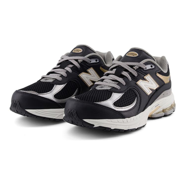 New Balance NB 2002R износостойкие амортизирующие низкие детские кроссовки для повседневной носки, черные, серебристые, подростковые — фото 2