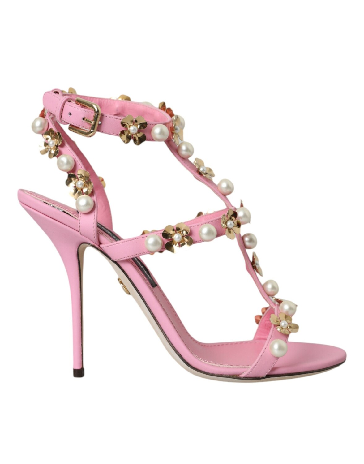 

Dolce & Gabbana Кожаные босоножки на каблуке с украшением Женская обувь, розовый