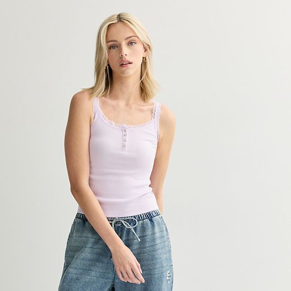 

Хенли-майка с кружевной отделкой для девушек So, Enlighten Purple