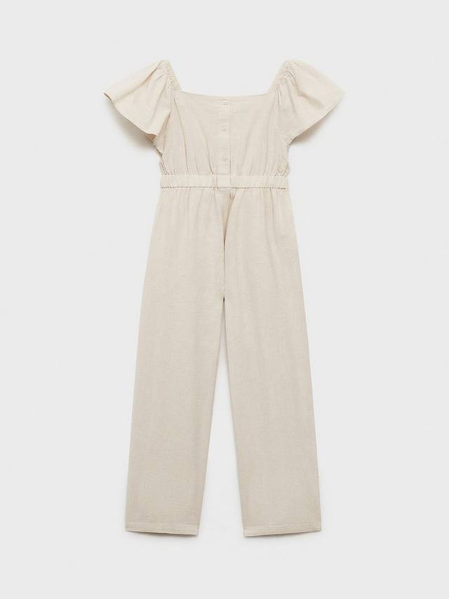 Детский комбинезон Panetone из хлопка и льна с кружевной отделкой Mango, Lt Pastel Grey — фото 2